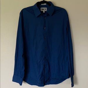 Express 1MX Button Down Dress Shirt - Blue